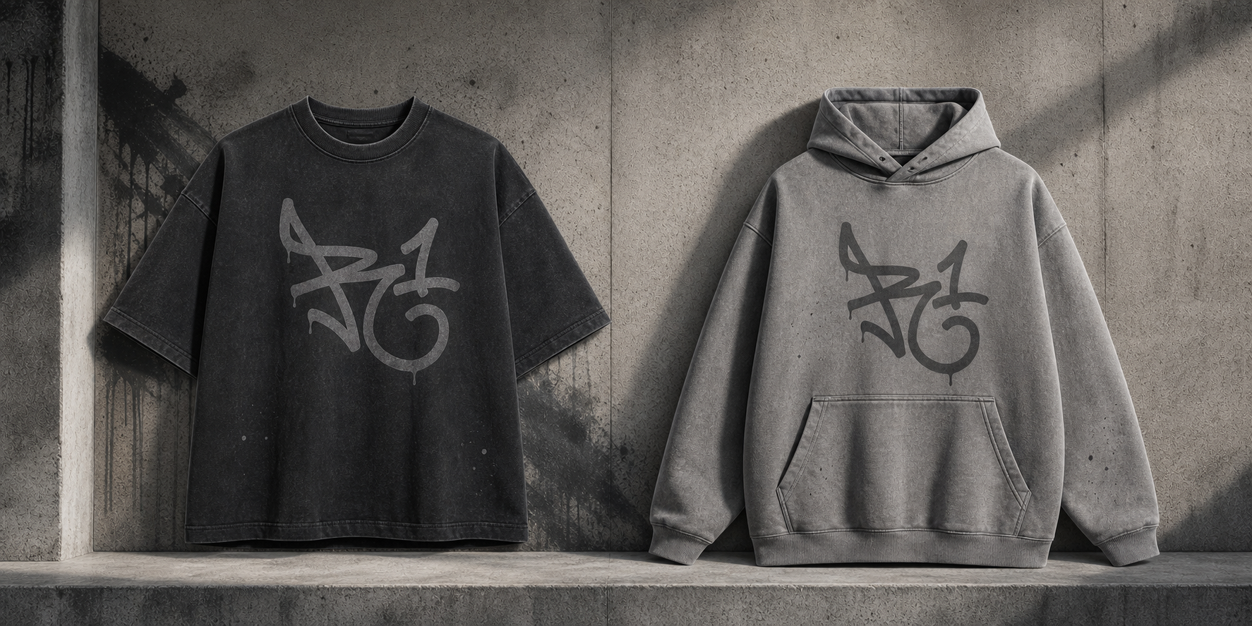 R¹ Concrete Oversized Tee in Washed Black